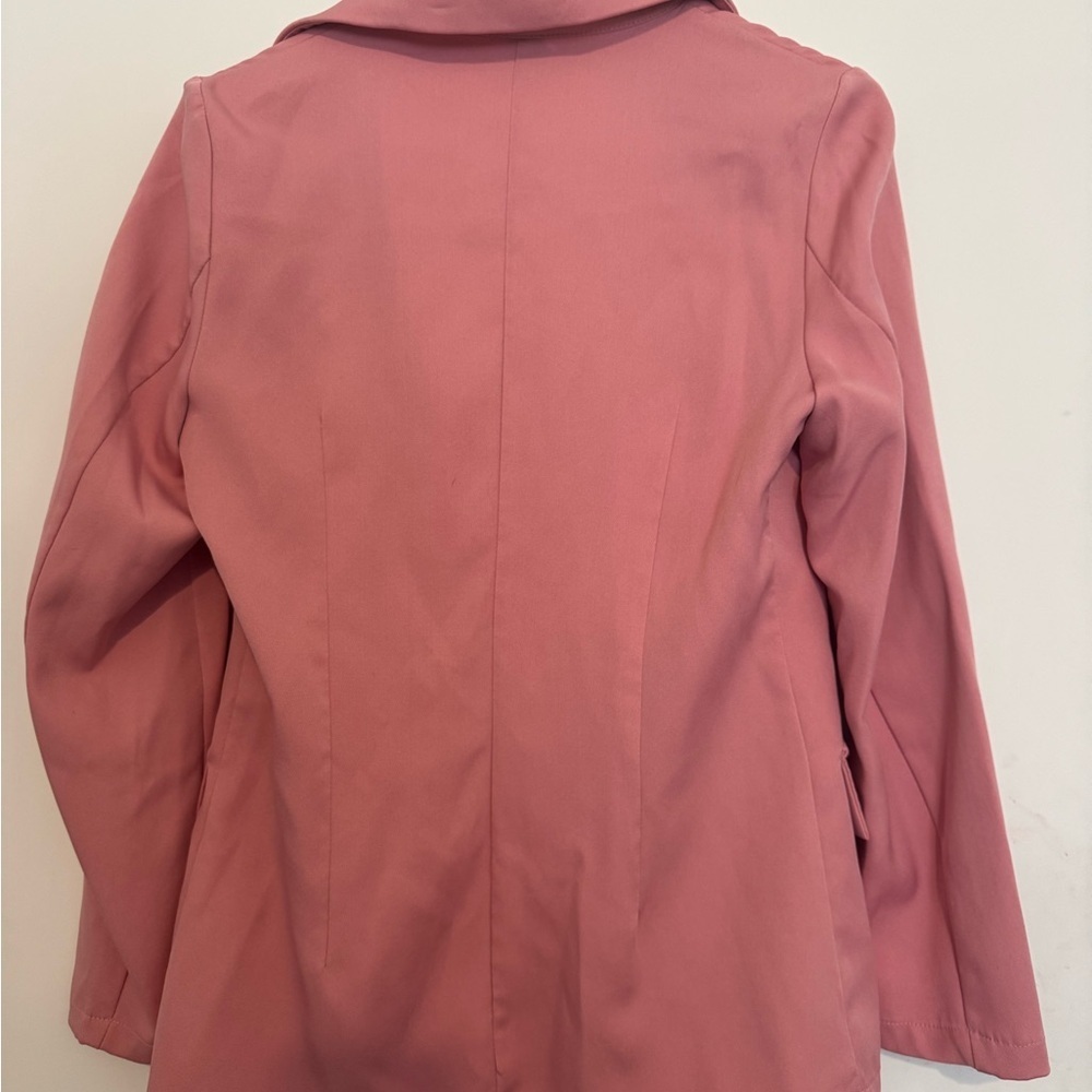 Pink Double Breasted Blazer Jacket Gold Button Long Sleeve Size S - Picture 4 of 4